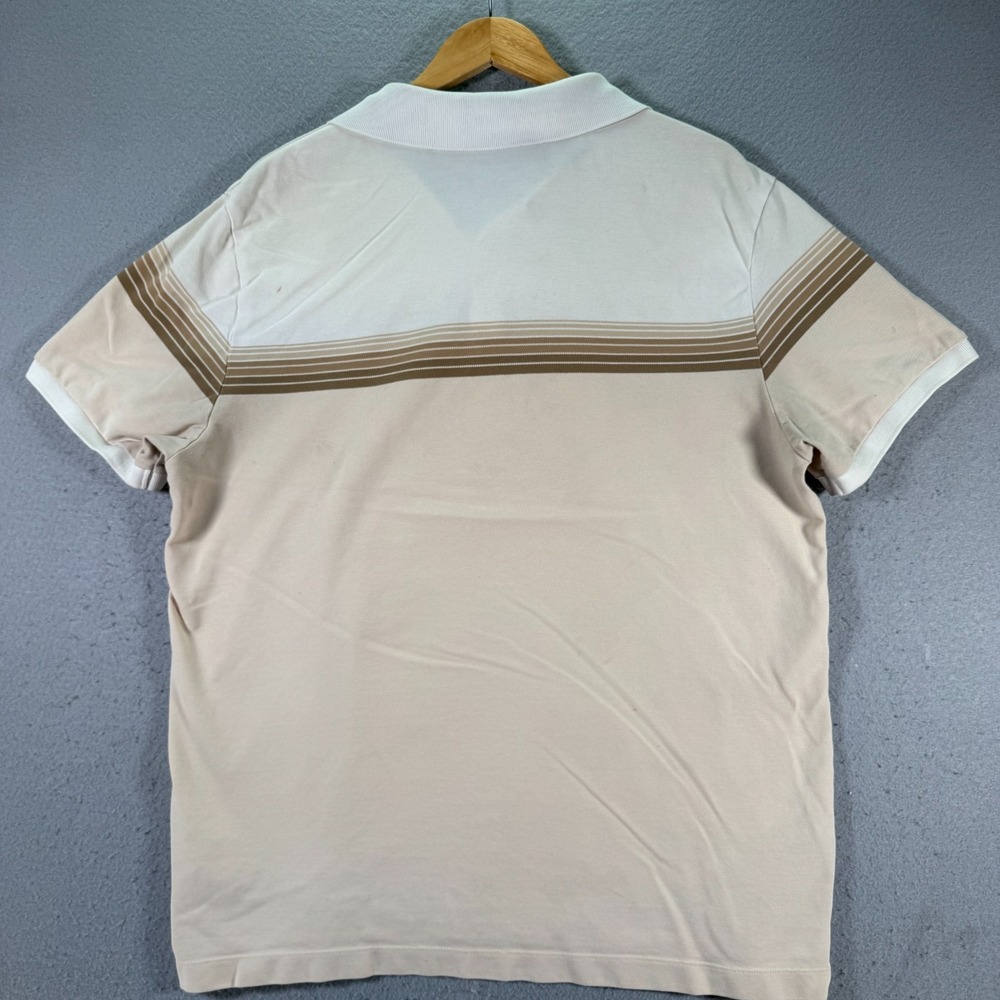 Banana Republic Fitted Polo‎ Shirt Mens XL Beige Stripe Comfort Classic Preppy - Picture 2 of 15